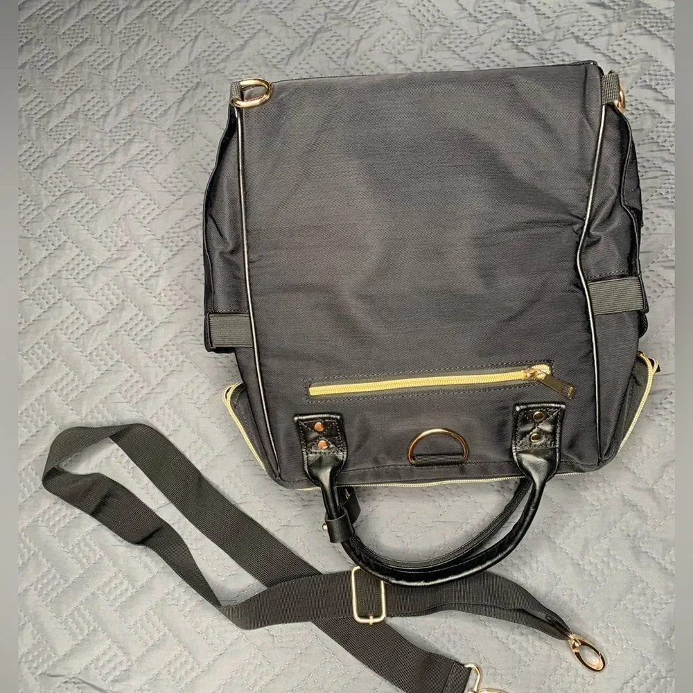Black Diaper Bag with Teddy Bear